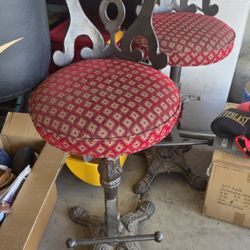 Heavy Wrought Iron High Top Bar Swivel Stools