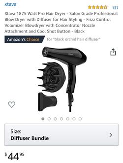 New in box Xtava Hair dryer with diffuser
