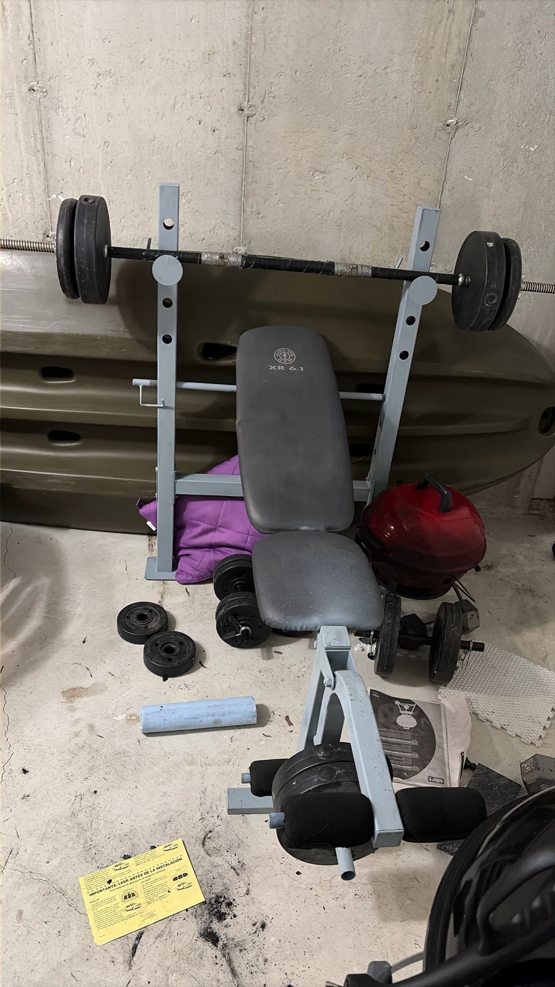 Bench With Bar And Weights