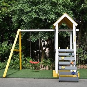 Outdoor Wooden Swing Playset with Swing, Slide