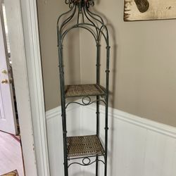 7’ Tall Shelving Wrought Iron Wicker Stand 