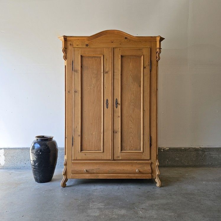 Antique Pine Wardrobe Armoire