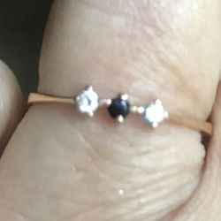 🍀LIKE NEW Real 18K Yellow Gold 2 Diamonds 1 Sapphire Stones #7 Ring SALE TODAY $360  🎈🎈