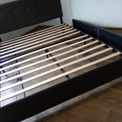 Gray Queen Platform Storage Bed Frame (New Condition)