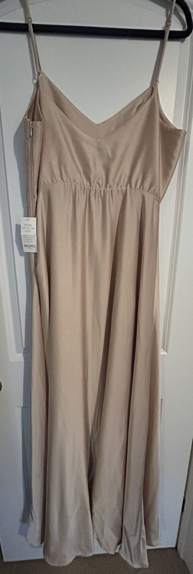 Show Me Your MuMu Faith Maxi Dress in Champagne Luxe Satin - hulwithkids.com