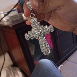 White Gold Plated 4inch Cross