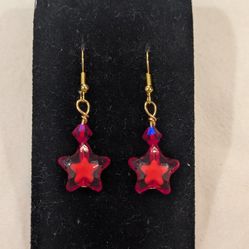 Red Star Dangle Earrings