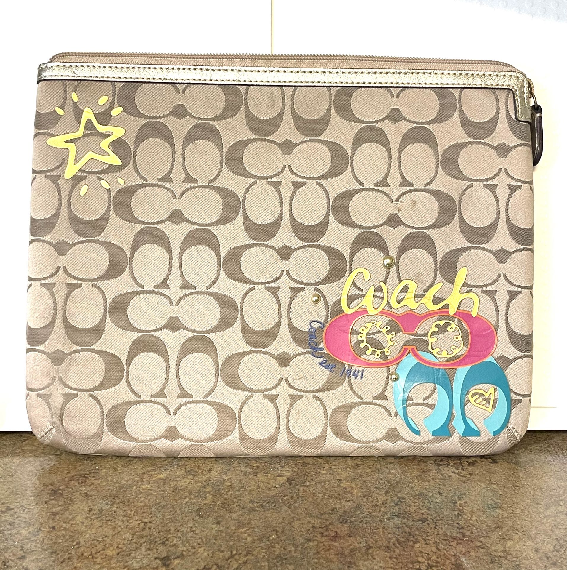 Coach iPad zipper Bag 8.5 X 10.5”