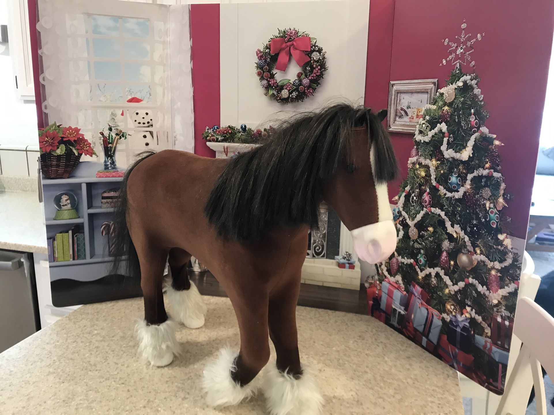 American Girl Doll Horse + Christmas Backdrop