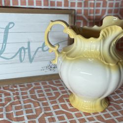 Vintage Elegant Scalloped Yellow Decorated Water Pitcher EPC