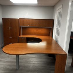 OFFICE/HOME DESK U-SHAPE DESK WITH HUTCH AND COMBO CABINET FILE