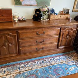 Pecan Wood Dresser/Night Stand and Mirrors