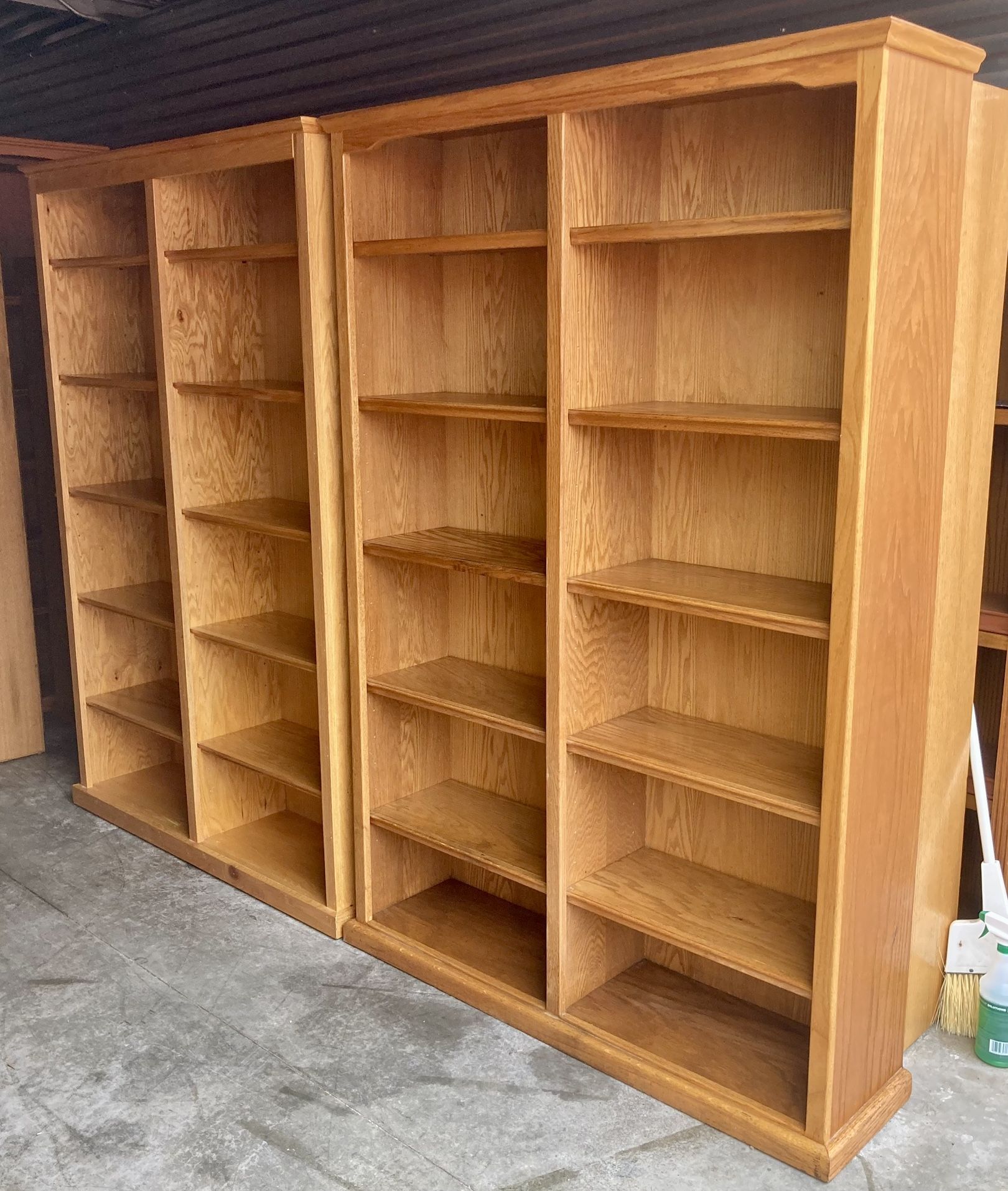 Pair of Oak Bookcases Storage Display Shelving