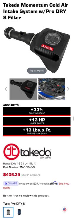 Honda Civic 1.5 turbo Takeda Intake