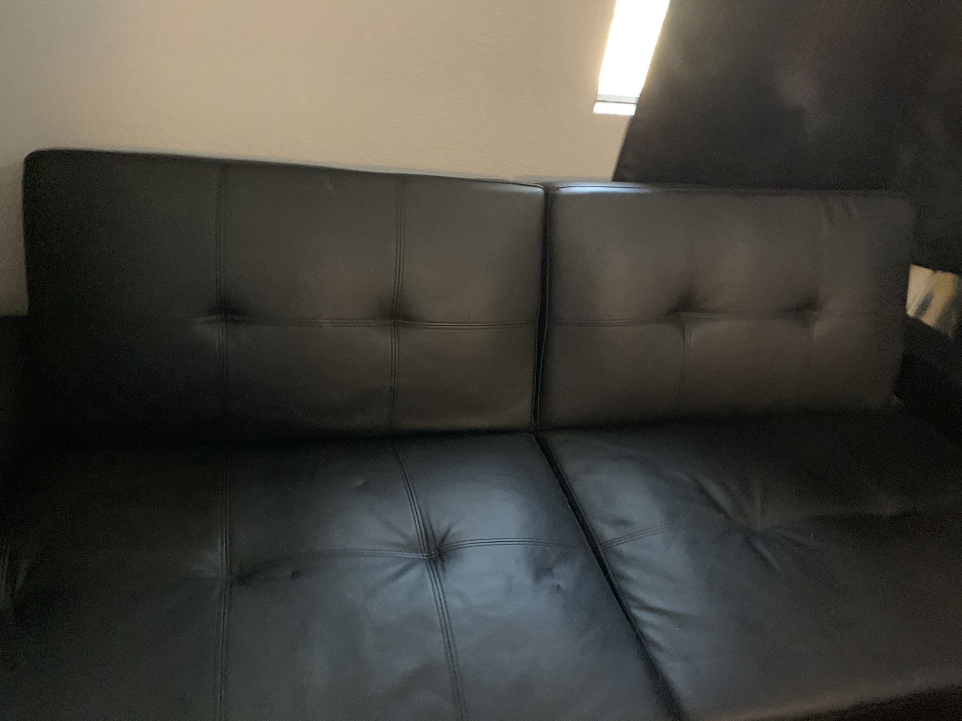 Black Faux Leather Futon