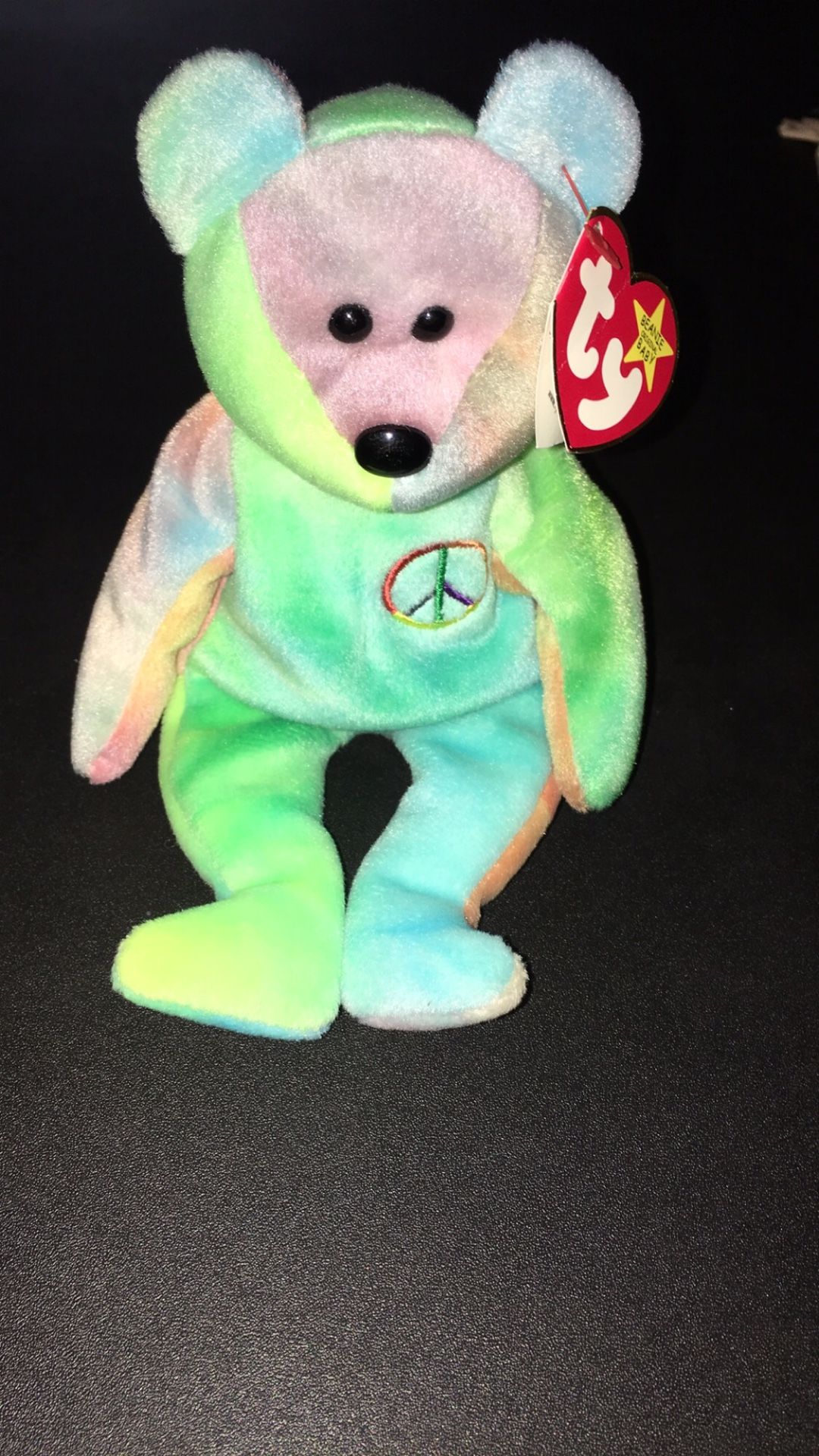 Peace (1996) Ty Beanie Baby Bear PE Pellets Authentic Super Rare Retired No swing tag errors Great Condition Collectible