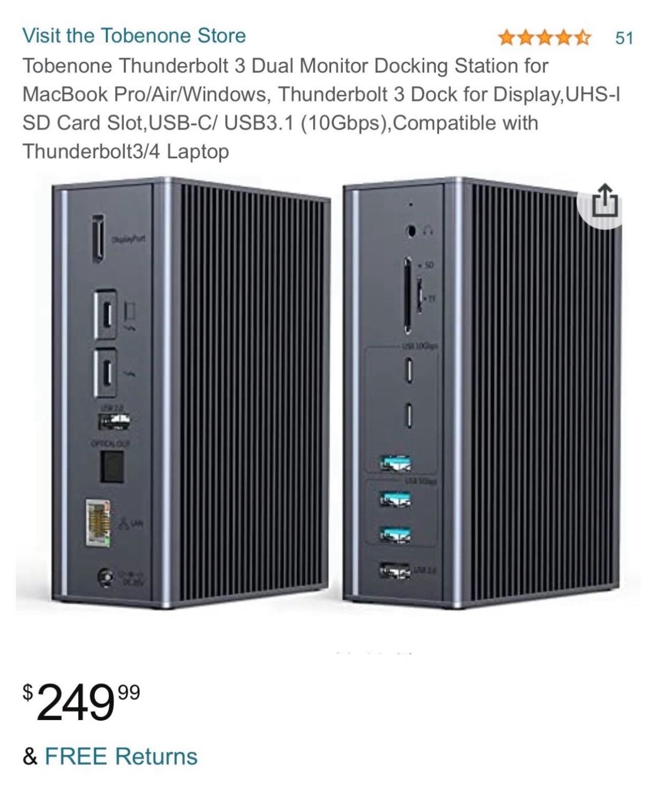 16-1 TB3 Docking Station for ALL Operating Systems