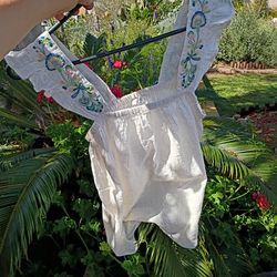 Madewell tank white floral XS