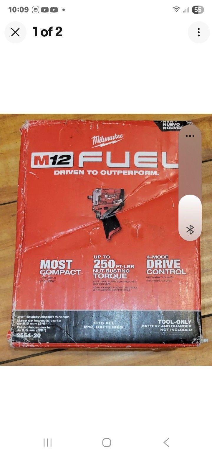 Milwaukee 2554-20 M12 12V Stubby 3/8 in. Impact Wrench (Tool-Only), New