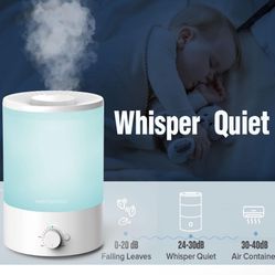 MEGAWISE 3.5L Cool Mist Humidifier – Ultra-Quiet Ultrasonic Vaporizer with Top-Fill Design, Essential Oil Diffuser, 7-Color Ni