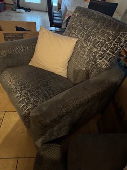 Gray Fabric Accent Chair with Pillow