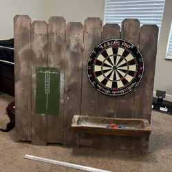 Dart Board With Wall Backing, Scoreboard, Wall Mount, And Dart