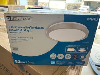 Utilitech Magnetic LED Fan 1.5-Sone 90-CFM Decorative Lighted Bathroom Ventilator Fan