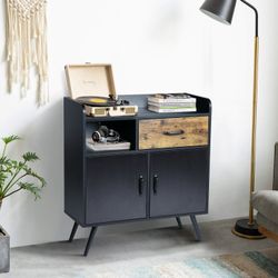 Homy Casa VOLD 31.5" W x 13.78" D x 34.25" H Open Shelf Kitchen Cabinet and Storage Unit