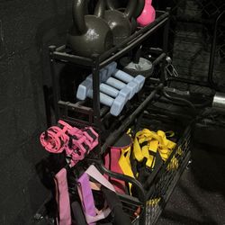 Heavy-Duty Rolling Gym Storage Cart – Holds Weights & Equipment