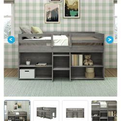 ✨ Modern Farmhouse Twin Low Loft Bed w/ Bookcases — Like New! ✨