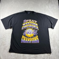 Vintage Y2K NBA Los Angeles Lakers 3 Peat 2002 Men’s 2XL Black T Shirt #7A