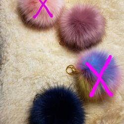 6" Faux Fur Pom Pom Keychain