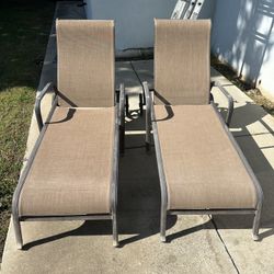 Set Of 2 Adjustable Outdoor Sun Loungers