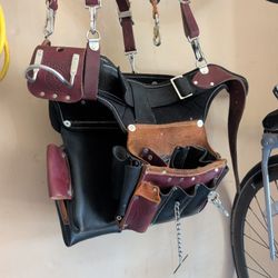 Occidental Leather Work Pouches With Leather Suspenders 