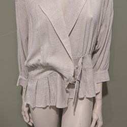 Women's Mystree linen top, women's beige jacket
