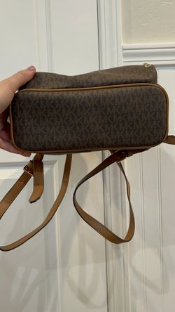 Michael Kors Brown/Tan Monogram, Gold Studded Backpack  display picture 1