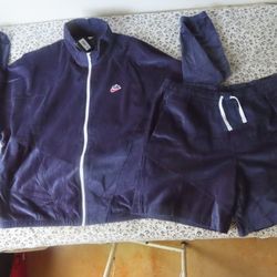 NIKE HERITAGE CORDUROY TRACK JACKET & shorts MIDNIGHT NAVY BLUE SZ 2XL