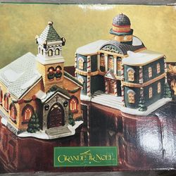 Lot 4 Grandeur Noel Snow Flake Village Church Museum Library School Porcelain 94