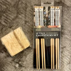 5 Pair Chopsticks And Resting Block *NEW*