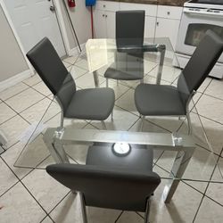 GLASS top dining table 🍽️✅ Silver - FAST DELIVERY!! 🚚 