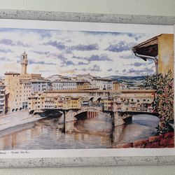 The Pointe Vecchio bridge In Florence Italy. Painted so beautifully. 