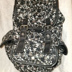Black Flower Backpack Purse