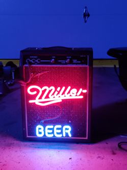 Vintage Japanese '70s Era Bass Guitar Amp Neon Art Piece