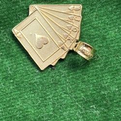 14k Gold Cards Pendant