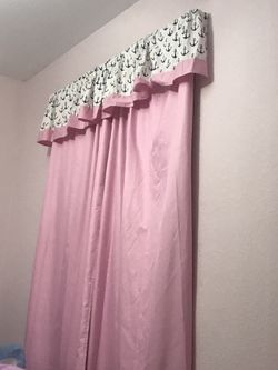 Nautical Theme Pink Black Out Curtains With Nautical Valance