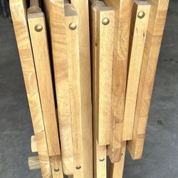 New Solid Oak Folding 5 Piece Tray Set