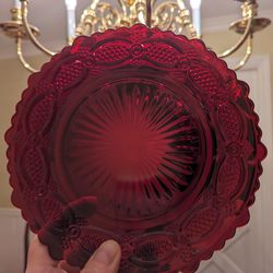 VINTAGE AVON CAPE COD SET OF TEN RED GLASS 7" DESSERT PLATES. *MAKE AN OFFER, ALL REASONABLE OFFERS WILL BE CONSIDERED. 