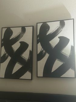 Pair of Black and white modern art