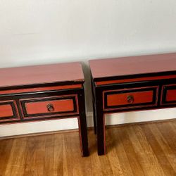  End Tables - Night Stands with drawers - 28.5" l x 11" d x 21" h $100 Each - Solid Wood - 