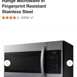 Samsung
30 in. W 1.7 cu. ft. Over the Range Microwave in Fingerprint Resistant Stainless Steel   NEW OPEN BOX ITEM 